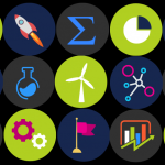 Graphics of engineering, finance & leadership