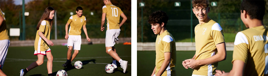 Girls and boys practising at Dallam Football Academy